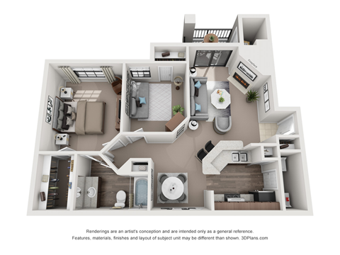 Two Bedroom One Bathroom Floorplan 912